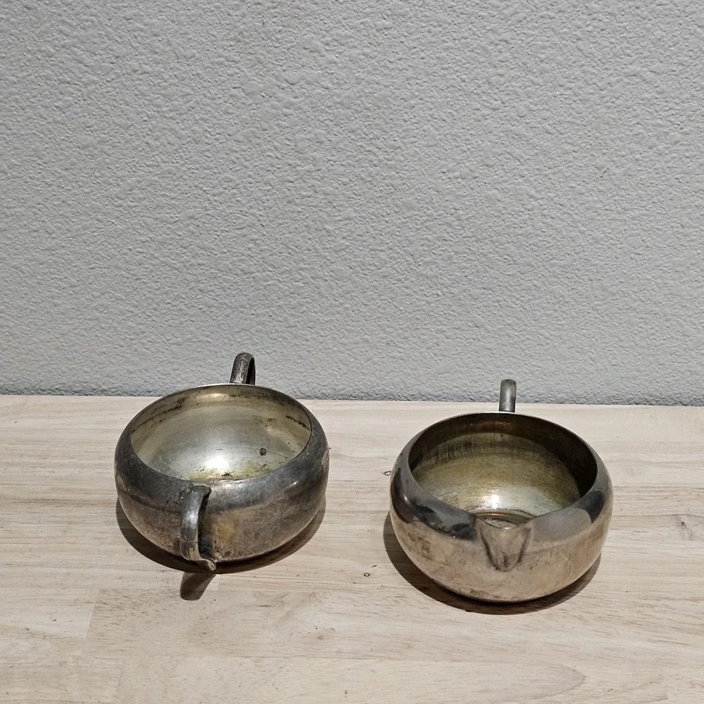 Antique Silver Tone Sugar And Creamer Set